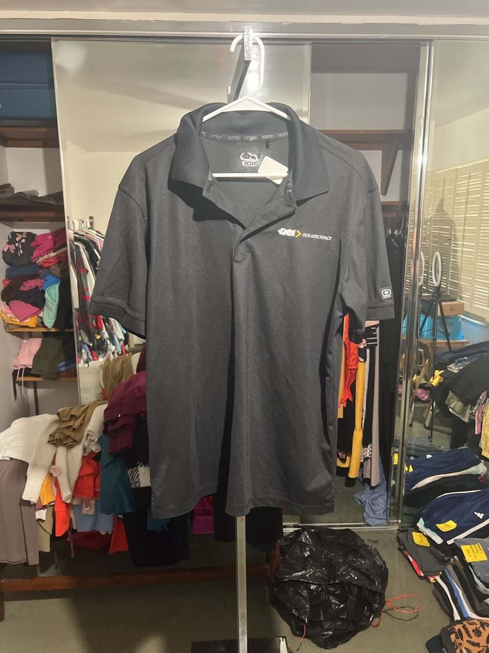 OGIO GKN Aerospace Embroidered Logo Black Performance Polo Shirt